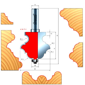 Freud Multi Profile Router Bit Detail Drawing