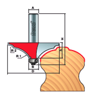 Freud Table Edge and Hand Rail Router Bit Detail Drawing