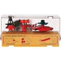 Adjustable Rail and Stile 3-pc Door Bit Set, Bevel Panel w/BC, Round Rail, 1/2" Shank, Freud# 97-156