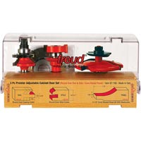 Adjustable Rail and Stile 3-pc Door Bit Set, Cove Panel w/BC, Round Rail, 1/2" Shank, Freud# 97-158